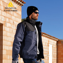代尔塔 防寒夹克款工作服 轻便舒适防风防水外套 多口袋设计 405116 蓝黑色 L