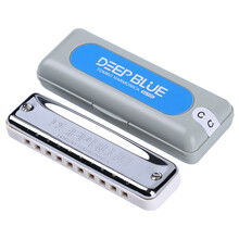 TOMBO通宝新款十孔10孔布鲁斯口琴DEEP BLUE 6610S成人儿童 D#调