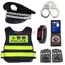 儿童套装警察衣小特警玩具枪手铐小交警黑猫警长女男孩警官声光装备1-3岁3-5帽子手套 背心6件套
