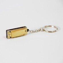 小口琴 儿童玩具口琴 可吹歌曲乐器项链4孔8音学生节日礼品吊坠挂件 4孔钥匙扣金色