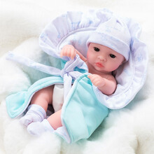 仿真娃娃毛绒玩具婴儿女孩全软胶洋娃娃逼真睡眠会说话唱歌的重生假娃娃公仔玩偶 275-4睁眼 蓝抱被（男娃） 248声版