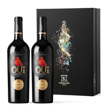 超市	法国进口红酒 卡伯纳小红鸟波尔多干红AOC/AOP级750ml*2双支礼盒装