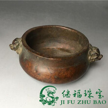 【芠拉】古玩杂项铜器仿古宣德铜炉传世老皮壳包浆老铜铸龙头双耳香炉摆件