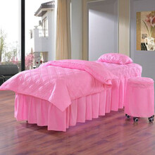 美容床罩四件套美容按摩理疗推拿洗头床专用床罩包邮床套 粉色 180*60方头四件套