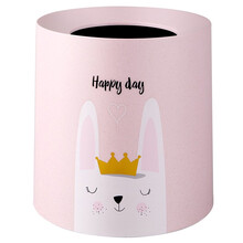 北欧卡通可爱双层垃圾桶 网红卧室儿童房厨房卫生间寝室办公室纸篓 大号12升粉色-萌兔