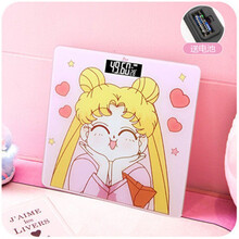 沐韩可选充电电子秤可爱粉少女心体重秤家用精准人体称减肥电子称批发公司活动用品可爱女生 可爱美少女-电池款