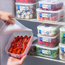 日本进口银离子抗菌冰箱保鲜盒冰柜收纳盒塑料食品海鲜冷冻装肉密封盒可微波 大小5个装