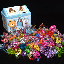 儿童串珠手工diy制作材料宝石玩具手链项链女孩穿珠礼物益穿珠子 蓝色房子+大小宝石串珠250克 加材料包