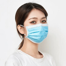 一次性口罩50只装三层劳保防飞沫无纺布加厚口罩 蓝色【三层】20片装