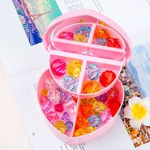 亚克力水晶串珠塑料钻石宝石儿童玩具宝藏宝箱男女小孩幼儿园礼物 带镜首饰盒+40颗大小亚克力钻