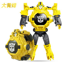 奥特曼投影手表赛罗变形儿童电子手表玩具学生投影卡通变身机器人男生男孩 大黄蜂【变形+翻盖+24投影】