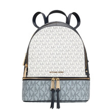 迈克.科尔斯（MICHAEL KORS）MK女包 Rhea Zip系列女士中号老花双肩包 蓝色拼色 30S0GEZB2V NAVY MULTI