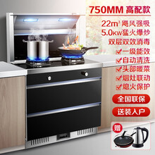 伟佳好太太集成灶一体灶家用厨房蒸烤箱变频吸抽油烟机燃气猛火灶套装紫外消毒柜 体感触控 红外线 750MM烟灶消集成灶 气电两用款天然气