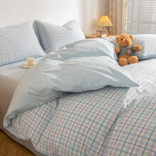 南极人（Nanjiren） 纯棉四件套英伦风床上用品套件床单被套单双人床单床笠款全棉水洗棉四件套 布拉兰 1.8m床单款(被套2.0x2.3米)