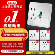 上海德力西开关电热水漏电保护开关带手柄五孔10A空调漏电保护器16A三孔白色插孔断路器家用漏电开关 带开关五孔10A