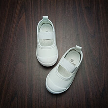 曼伦姿 幼儿园软底室内鞋秋季女宝宝小白鞋男童小童帆布鞋一脚蹬儿童布鞋 靓白色 松紧带 内长18.8cm
