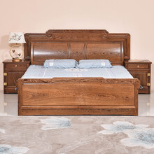 承古堂红木家具非洲鸡翅木（学名：非洲崖豆木）双人床主卧床实木新中式婚床高低床含床头柜TG 长219*宽180*高43(总高121)cm