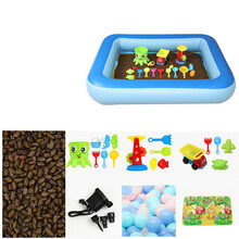 儿童玩沙玩具沙子决明子玩具沙池套装充气沙滩池组合家用散装 1.8米沙池+17件玩具+10斤决明子
