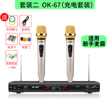 先科无线话筒一拖二家用唱K歌连电视手持麦克风套装一体机金属u段调频舞台会议KTV专业带功放机接收器 新手麦霸+充电套装 官方标配