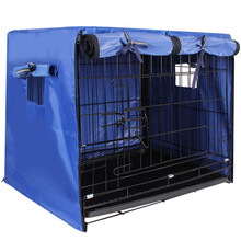 【不包含狗笼】憨憨宠 狗笼罩子狗笼子罩丝笼方管牛津布罩防风防雨宠物笼雨罩猫笼兔笼四季通用保暖罩 蓝色 850丝笼款88*62*71cm 不包含笼子