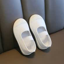 玛杰饰/MAJIESHI儿童帆布鞋幼儿园白色鞋子学生软底男童鞋子女童校园小白鞋休闲鞋 白色506 35码内长20