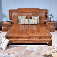 艺铭天下红木家具非洲鸡翅木（学名：非洲崖豆木）双人床主卧床实木新中式婚床高低床 长200*宽180*高42(总高120)cm