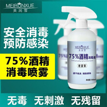 美润雪 酒精75度消毒液喷雾医500ml用75%乙醇灭菌酒店消毒水室内家用杀菌 2瓶装（500ml*2）