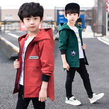 童装男童外套春秋装儿童外套2020新款中大童4-15岁男孩休闲韩版短款运动风衣外套春款小男孩衣服 红色 140(建议身高130cm左右)