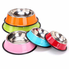 易萌 宠物碗不锈钢狗碗大中小型犬狗狗饭盆猫碗猫水盆食盆通用 彩色随机大号