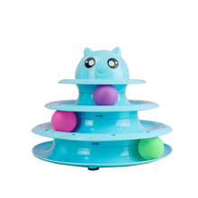 猫转盘球三层四层自嗨逗猫棒小猫幼猫玩具不倒翁逗猫猫咪用品 蓝色猫转盘球