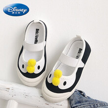 ℘迪士尼（Disney）幼儿园1-8岁室内鞋2021春夏韩国女童浅口帆布鞋卡通企鹅儿童单鞋 2019133白 21 码/内长13.5cm