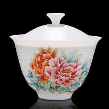 古垚（guyao）/许瑞卿手工德化白瓷盖碗景德镇手绘三才茶碗泡茶碗敬茶碗 大号