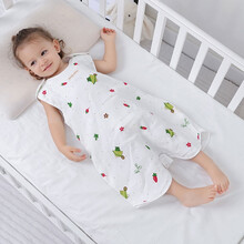 婴儿睡袋夏季儿童防踢被宝宝4层纯棉纱布背心式睡袋夏季空调房睡袋 开心农场 90码（衣长90cm 建议身高90-130cm）
