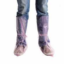 山力畜牧（SHANLIXUMU） 加厚高筒一次性塑料鞋套 防水防雨猪场鞋套 塑料高筒鞋套泡脚防护脚套 20只/1包（加厚）绑带款