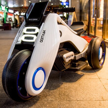 儿童电动摩托车三轮车男女宝宝玩具可坐大人小孩电瓶摩托车童车俊俊猴童车 常规款气质白【双驱+6V7A+早教音乐】