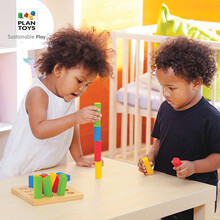 PlanToys5125儿童早教几何形状配对积木玩具宝宝立体图形认知益智