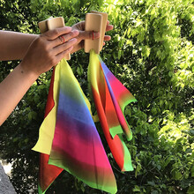 米囹 节板竹板绸带快板竹板成人儿童指板4片响板广场舞蹈道具打板 4片【玫红绿蓝】+袋 均码