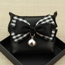 宠物狗狗领结领带猫项圈饰品项链金毛犬蝴蝶结泰迪铃铛狗狗脖子上的领结 【白黑格】小铃铛 XS-超小型