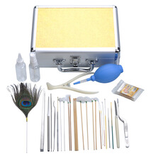 天艺采耳工具专业高套装级耳震手握灯手指头灯挖耳勺掏耳朵铝箱盒 加高金色铝箱32件套