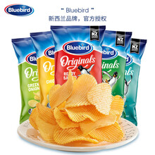 新西兰进口Bluebird蓝鸟鸡肉味味薯片(膨化食品)150g原切网红薯片休闲零食办公室下午茶 酸奶油葱香味150g