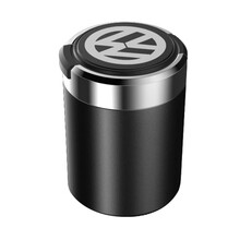 汽车烟灰缸车载 带LED灯带盖带灯夜光多功能创意车内车用烟灰缸专用烟灰缸个性耐高温彩灯装饰用品改装 大众朗逸plus迈腾速腾凌渡polo捷达宝来途观L 黑色带车标款