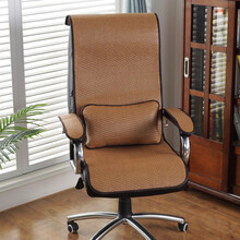 六叶草 夏天凉席坐垫靠垫一体夏季办公室电脑椅子透气竹座垫老板靠背凉垫凉爽座垫 古藤窄边坐垫+腰枕+送扶手垫 50*150CM