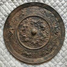 仿古青铜器风水转运摆件古玩包老做旧古董纯铜错银古铜镜 2号古铜镜 直径37厘米