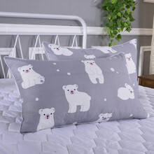 枕头学生单人低枕芯枕套宿舍卡通可爱男女孩一只装一对拍2 灰色小熊（1枕芯1枕套）