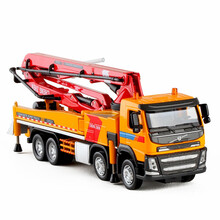混凝土水泥泵车搅拌车长臂运输泥罐车合金工程车模型仿真车模玩具 (声光版）水泥泵车橙色