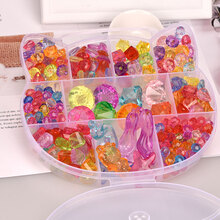 儿童串珠手工diy制作材料宝石玩具手链项链女孩穿珠礼物益穿珠子 透明猫盒亚克力宝石套装 加材料包