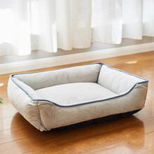 汤琪全拆洗狗窝猫窝宠物窝舒适透气四季通用保暖狗垫宠物垫泰迪狗大小中型犬 灰色 可拆洗 68*53*17cm