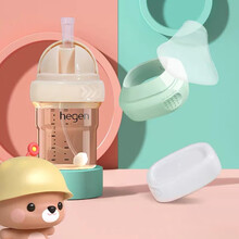 适配hegen奶瓶配件瓶颈奶瓶盖赫根奶瓶变水杯鸭嘴学饮吸嘴水杯头手柄 灰色水杯头+手柄