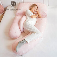 伯莎丹顿轻奢品牌孕妇枕头2021新款护腰侧睡枕孕托腹u型垫孕妇睡觉神器靠枕 缤粉鹿原 均码
