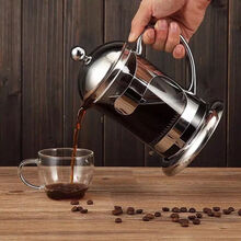 雅风法压壶茶壶不锈钢咖啡壶套装家用法式冲茶器滤压壶手冲玻璃过滤杯 600ML+配4个100ML 玻璃杯